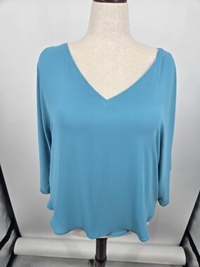WHBM Teal Blue V-Neck Dolman Sleeve Top XL (7042)